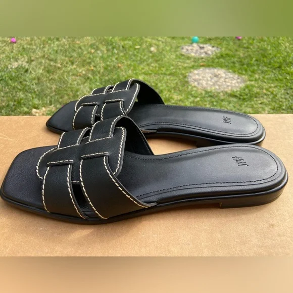 H&M Leather Black Sandals Woman’s Size 9 - Picture 8 of 9